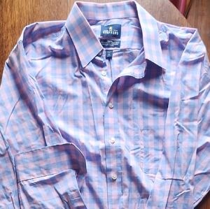 Stafford Pink and Blue Plaid Dress Shirt